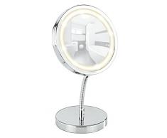 Wenko 3656360100 Specchio Cosmetico da Appoggio con LED Brolo, Illuminato, Orientabile, Acciaio, Vetro, 15 x 16,5 x 13 cm, Cromo