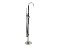 Hudson Reed Tec' - Rubinetto Miscelatore da Terra Per Vasca Freestanding + Doccetta | Ottone Cromato | Gruppo Vasca Completo a Pavimiento | Rubinetti Moderno da Terra | Garanzia 10 Anni!