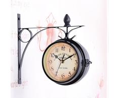 LUOEM Orologio da parete a doppia parete, stile retrò anticato