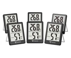 DOQAUS Igrometro digitale interno, 6 pezzi termoigrometro interno igrometro Umidità ambiente termometro Misuratore di umidità dellaria con alta precisione per interni, camera dei bambini, soggiorno