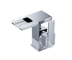 Rubinetto bagno Lavabo Cascata Miscelatore LED bagno Miscelatore Monocomando Lavabo per doccia (argento)