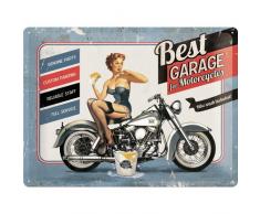Targa in metalo 30 x 40 cm Best Garage - Blue