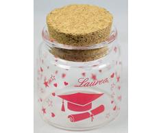 24 PEZZI Barattolo vetro portaconfetti rosso LAUREA bomboniera