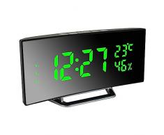 LED Orologio da Parete Luce, Orologio Creativo Telecomando Digitale con Sveglia e Temperatura Display Funzione, 7-Colore Variabile della Luce di Notte per Casa Decorazione Dell'ufficio