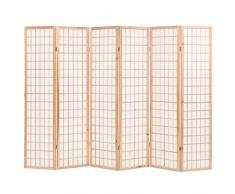 GOTOTOP Paravento pieghevole a 6 pannelli, separatore di spazi, 240 x 170 cm, stile giapponese, divisorio per camera da letto, soggiorno