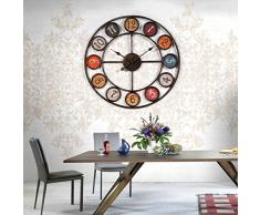 Jo332Bertram 60cm Orologi da Parete, Stile Vintage Orologio da Muro Silenzioso in Metallo per Decorazione Cucina, Soggiorno, Camera