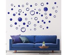 Adesivi Murali Cerchio 3D.Adesivo Specchio Decorativi Rotondo da Parete. Acrilico Adesivi Murali Bagno.Decorazione DIY Casa,Camera Soggiorno Hotel 28pz Cerchio Vuoto e 28pz Cerchio (Blu)