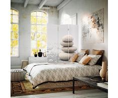 Feeby Frames Paravento Stampato su Telo Il Divisorio Decorativo per Locali Unilaterale a 3 Parti 110x150 cm Ciottoli Beige Grigrio