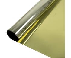 GEBIN Pellicola Specchio Oscurante per Vetro Finestre, Pellicola Adesiva Privacy, Pellicola Anti UV Solare Riflettente per Vetri Unilaterale Adatta per Ufficio Casa (Oro Argento,50x400cm)