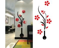 1 vaso di Acrilico 3D PC e Plum Flower Pattern Camera TV Sfondo Ingresso Home Office Wall Decor Sticker sfondi Vaso Stile Casuale
