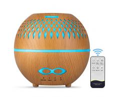 tronisky Diffusore di Oli Essenziali, 400ml Diffusore di Aromi Ultrasuoni Umidificatore Ambiente Bambini con 7 Colori LED Aroma Diffusore di Profumo per Yoga, Spa, Camera da Letto, Soggiorno