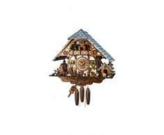 Engstler Orologio a cucù Casa del Taglia Legno con Taglialegna in Movimento e la Ruota del Mulino Si Gira