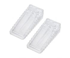 Fermaporta in Gomma trasparente di alta qualità,Cuneo Ferma Porta e Finestra,Antiscivolo,con Altezza Regolabile,Protezioni per Porta Interne e Finestre Casa Ufficio,2 pcs,Trasparente.