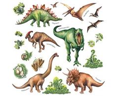 DECOWALL DS-8034 Acquerello Dinosauro (Piccolo) (Ver. Inglese) Adesivi da Parete Decorazioni Stickers Murali Soggiorno Asilo Nido Camera Letto per Bambini decalcomanie