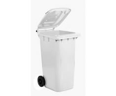 Bidone carrellato per la raccolta differenziata rifiuti Mobil Plastic 240 Lt per uso esterno - bianco (UNI EN 840)