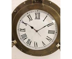 Antico Marine Ottone Nave Oblò Orologio Nautico Orologio da Parete Casa Decorazione 20 Inches Marrone Anticato.