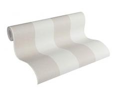 A.S. Creation 948342 - Carta da parati Scandinavian Blossum in tessuto non tessuto a righe, colore: Grigio selce/Bianco perla