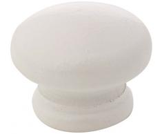 Bulk Hardware BH03887 Pomello per Ante di Armadi e Credenze in Legno di Pino Pre-Forato, Finitura, Bianco, 38 mm, Set di 4 Pezzi