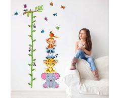 ufengke® Animali Del Fumetto Carino Raccoon Scimmia Elefante Leopardo e Albero Vite Adesivi Murali con Metri, Camera dei Bambini Vivai Adesivi da Parete Removibili/Stickers Murali/Decorazione Murale