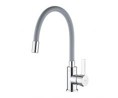 Auralum Rubinetto per Cucina Flessibile, Rubinetto per Lavello Della Cucina Girevole a 360°con Curvabile Silicone Tubo Lega di Zinco Monocomando e Ceramic Valve