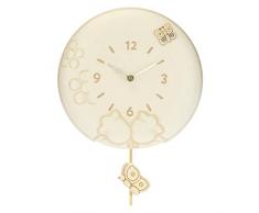 THUN - Orologio a Pendolo da Parete - Linea Elegance - Accessori e Decorazioni Casa - Ceramica, Meccanismo in Plastica - Ø 26 cm; profondità 4,5 cm; Figura Ceramica su Pendolo 6x2x6 cm