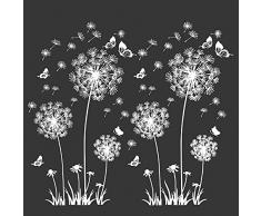 2 pezzi adesivi murali bianchi denti di leone per la decorazione della parete, XXL grandi fiori tarassaco piante adesivi murales per soggiorno camera da letto anticamera corridoio finestra 165X130cm