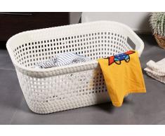 Dea Home Z438M008 Cesta Portapanni Rattan, 45 L, 60x40x26, Bianco