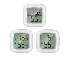 PAIRIER 3 Pezzi Igrometro Digitale Termometro Ambiente Interno,Confezione da mini Igrometro per Interni , Adatto per Serre, Camere da Letto, Cantine, Incubatrici per Rettili, Armadi