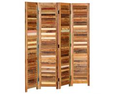 vidaXL Paravento in Legno Massello di Recupero Schermo Divisorio Separè Stanza