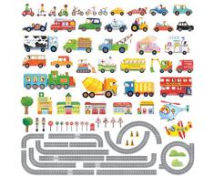 DECOWALL SG3-1404P1405 Trasporto Stradale Auto Veicoli Adesivi Murali Stickers Murali Decorazione Parete per Soggiorno Camera da Letto Camera dei Bambini
