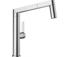 BLANCO Panera-S 521547 - Rubinetto miscelatore di design per la cucina, miscelatore monocomando con doccetta estraibile in acciaio inox massiccio, 29,8 cm