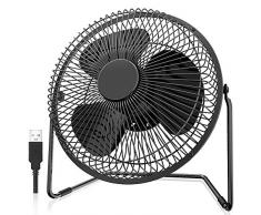 EasyAcc Ventilatore USB 9 Pollici Ventilatore da Tavolo Silenzioso, Potente Vento/Cornice Metallica/Tappetino Antiscivolo/Regolabile 360°, Ventilatore Scrivania di Ferro per Ufficio Casa Campeggio