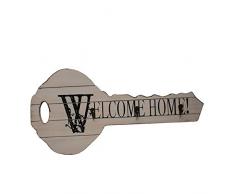 Lo+DeModa Key Appendichiavi di Design con 3 Chiodi, Pino, Bianco, 28x54x0.66 cm