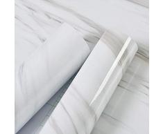 Carta per Contatti in Marmo,40 * 400cm Adesivo Marmo Effetto per Mobili,Carta da Parati Autoadesivo Impermeabile Pellicola, Carta di Granito in Marmo(Bianco jazz)