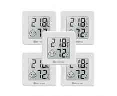 KETOTEK 5 Pezzi Mini Igrometro Termometro Ambiente Interno Termoigrometro Digitale Misuratore di Umidità e Temperatura per Casa Ufficio e Serra
