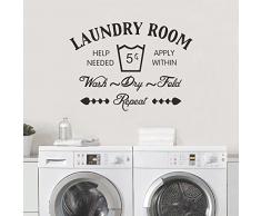 decalmile Laundry Room Scritte e Frasi Adesivi Murali Modello Irregolare Removibile Adesivi da Parete Decorazioni per Lavanderia Bagno