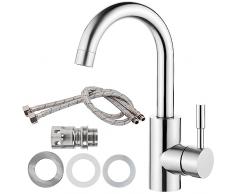 SCLLNDA Rubinetto Lavello Cucina Girevole 360°,Rubinetto Acciaio Inox,Rubinetto Lavello Esterno con Tubo di Collegamento,Miscelatore Monocomando per Lavello, Acqua Calda e Fredda a Disposizione