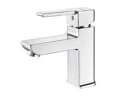 Ibergrif M11001 Gold, Rubinetto Bagno Quadrato, Miscelatore Monocomando per Lavabo, Cromo, Argento