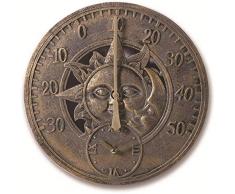 Outdoor Orologio da parete giardino, Retro Sun Termometro di Design Garden orologi impermeabile esterna decorazione esterna dellinterno Fuori orologio esterno Orologio da parete in resina 12 pollici