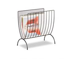 Relaxdays 10022511_46 Portariviste Metallo Cesto Raccoglitore per Riviste da Terra Portagiornali HxLxP: 35 x 34 x 18 cm Nero