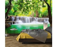 murimage Carta Parati Cascata 3D 366 x 254 cm Include Colla Bosco Giungla Foresta Lago Bambù Tailandia Poster Fotomurali Wallpaper