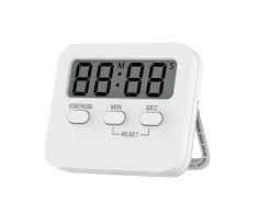 Jonzzy Timer da cucina digitale con display LCD a basso consumo, con funzione cronometro, parte posteriore magnetica, supporto pieghevole, allarme ad alto volume, funzione mute, batteria AAA inclusa