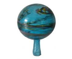 Palla di giardino di vetro colorato, sfera di vetro soffiato a mano in colore turchese colorato specchio diametro 11 centimetri certamente su gelo, Oberstdorfer Glashütte