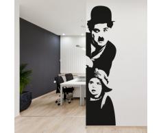 Adesiviamo Charlie Chaplin Muro M Adesivo Murale, PVC, Nero, 90 x 21 cm