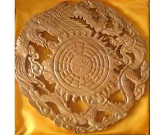 Specchio Feng Shui Lungo Yi Mogano Drago Specchio Specchio pettegolezzi Phoenix Scultura Pendente Home Furnishing Ornamenti Feng Shui