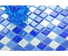 Piastrelle in Vvetro, mosaico, mattonelle stuoiasopra in blu e bianco., rivestimento per Costume per pareti., tappetino da Opaca è 30 cm x 30 cm (MT0081)