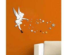Walplus Fatina Stelle Specchio Poster Adesivo Murale, Colore Argento