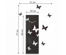 FLEXISTYLE Orologio da Parete Salotto Moderno Farfalle Verticale Nero Decorativo Silenzioso 20 x 60 cm