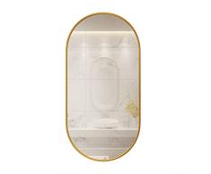 Family History Specchio da Trucco Ovale, Creativo Simplistic Bathroom HD Mirror Specchio Appeso A Parete per Camera da Letto Soggiorno Ingresso,doro,50x80cm