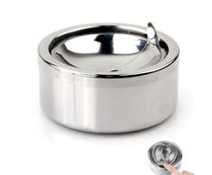 Posacenere Da Tavolo Moderno Antivento Per Sigarette Posacenere Grande In Antiodore Adatto Per Ufficio In Casa,Ristorante,Giardino E Balcone,Interno Ed Esterno,Antivento Con Copertura,1 Pezzo Argento